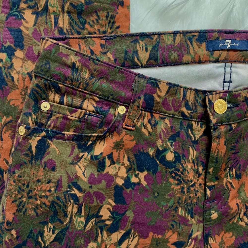 SOLD-7FAM Floral Print Skinny Pants - Picture 4 of 7